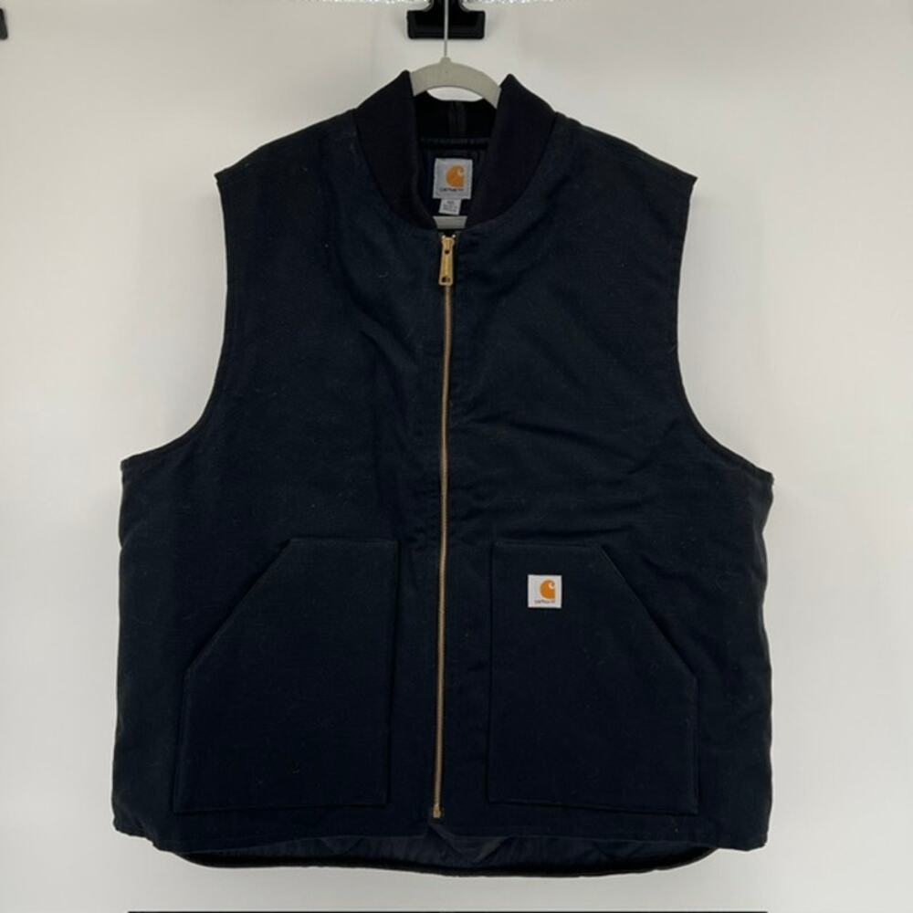Carhartt Artic Quilted Canvas Duck Vest Mens 2XLT V01 Black Workwear Utility